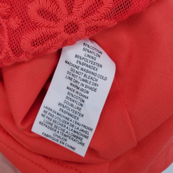 Trina Turk Lady Bug Roseville Ruffle Cold Shoulder Knit Lace Mini Dress Small - Picture 8 of 8